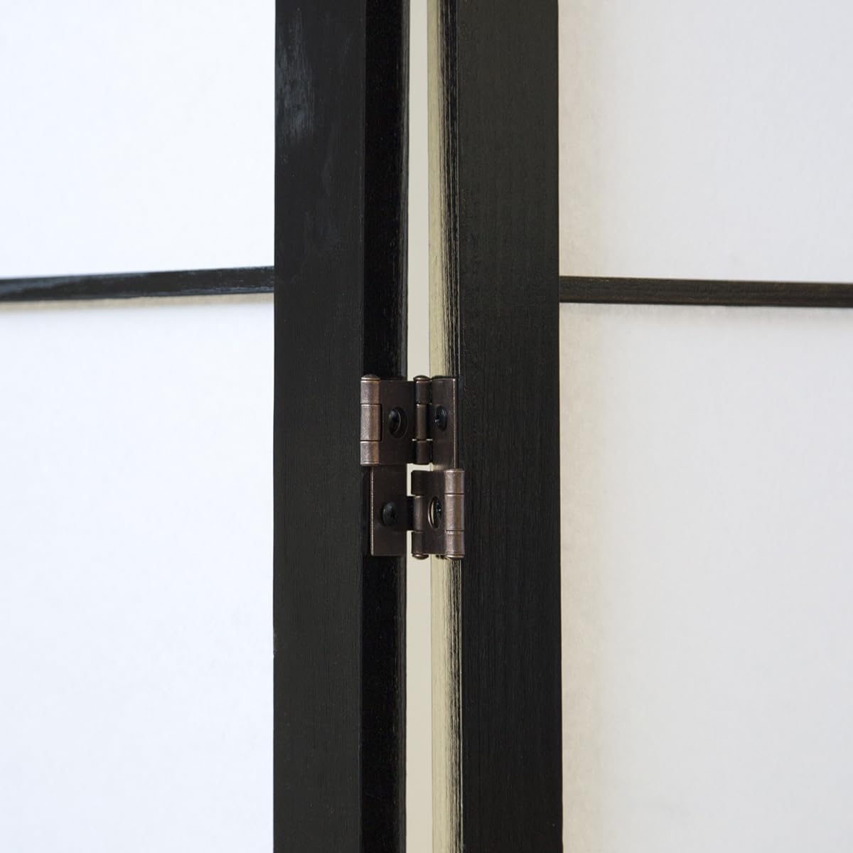 PEGANE Paravent Japonais en Bois Noir Dessin Bambou de 4 pans