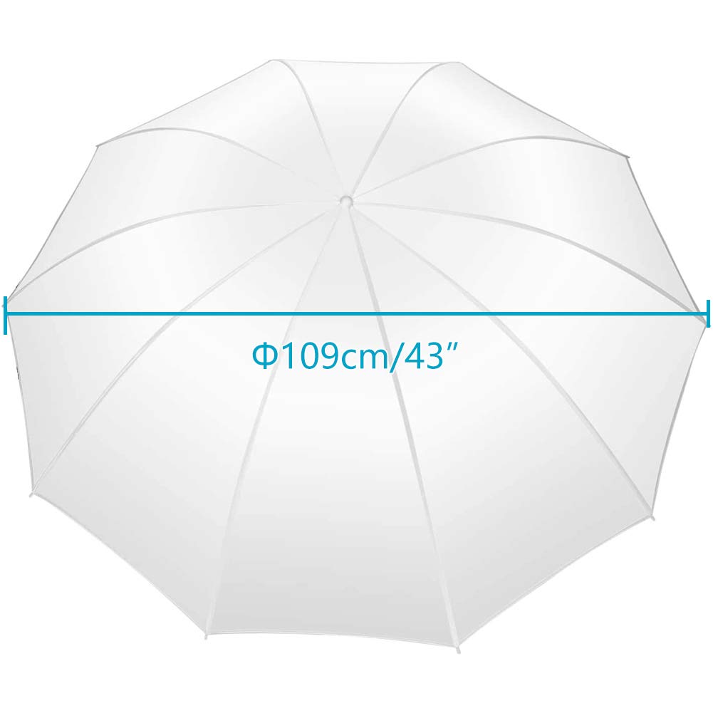 43'' 109 cm Paraguas Transparente Blanco Translúcido Suave Paraguas para Fotos y Video Estudio