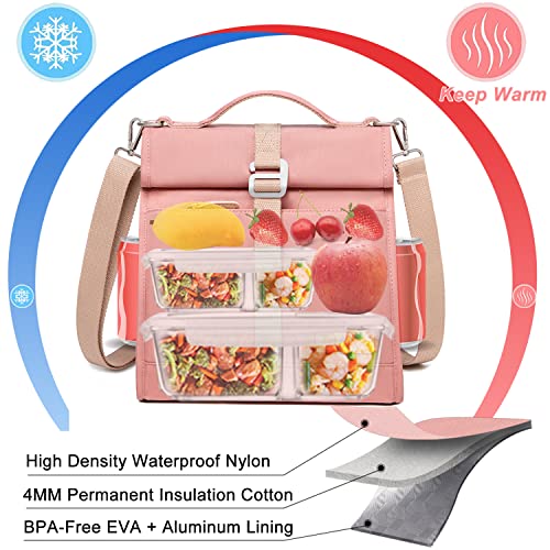 Artelaris Roll Top Lunch Bag For Men & Women, Small Portable Lunch Box Insulated Lunch Bag, Work Tote Lunch Bag, Lunch Box Cooler With Side Pocket Lunchbag, Lunchbox, Park Picnic #TOP4