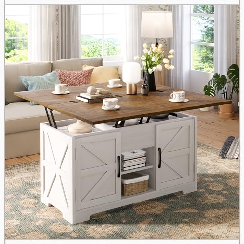 Lift Top Coffee Table with Storage, 4 in 1 Multi-Function Convert...