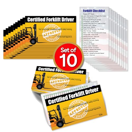 Forklift Operator Safety Training Cards - 10 Cards - Forklift Driver Card - Operator Safety - Wallet Forklift Training Card (1 pack of 10 cards)