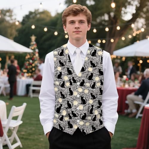 Halloween Vest for Men Slim-Fit Men's Suit Vest for Party Banquet Wrinkle-Free Mens Waistcoat with Pockets4