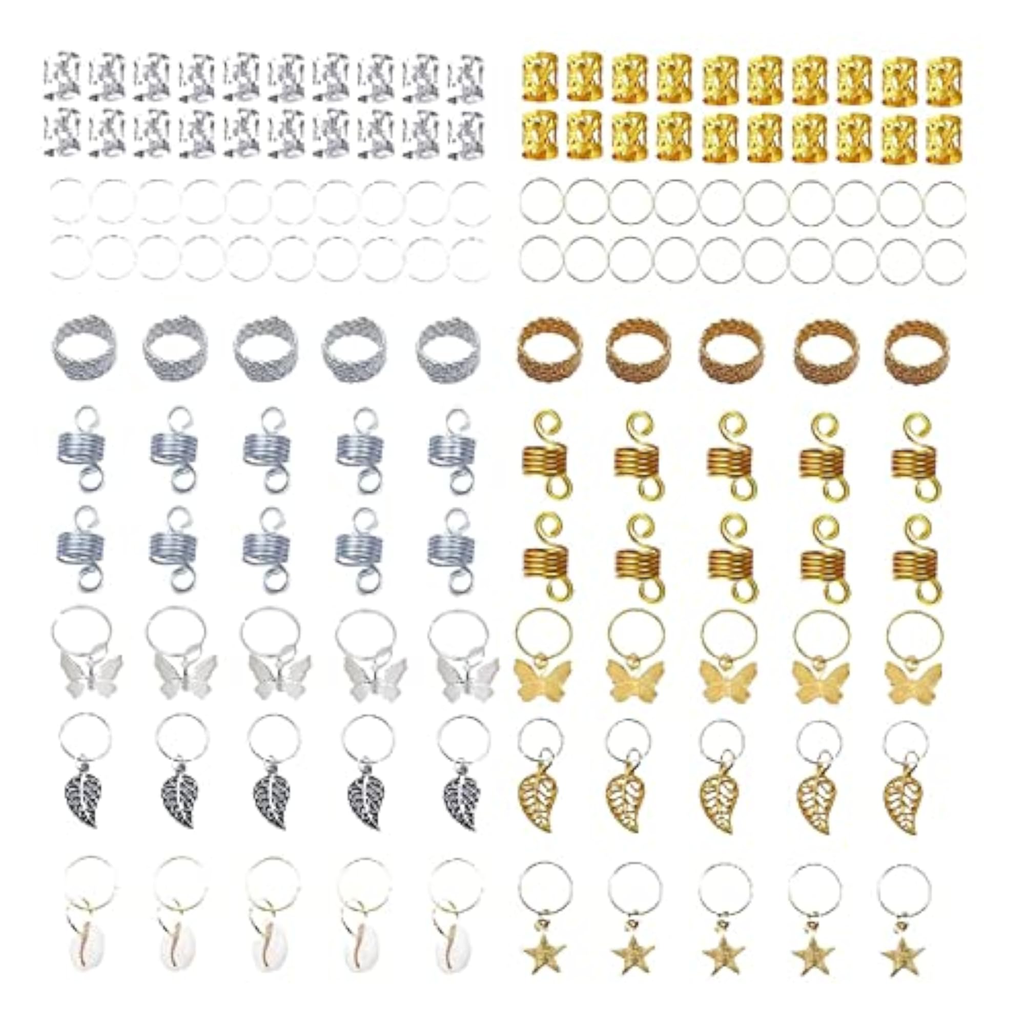 140 Pieces Metal Hair Braiding Beads for DIY Decorations