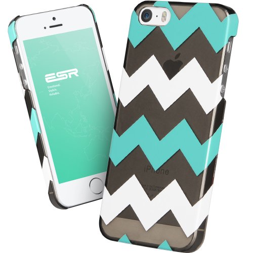 iPhone 5s Case,ESR The Beat Series Zagz Pattern Hard Back Cover Snap on Case for iPhone 5 / 5s (Transparent Mint)