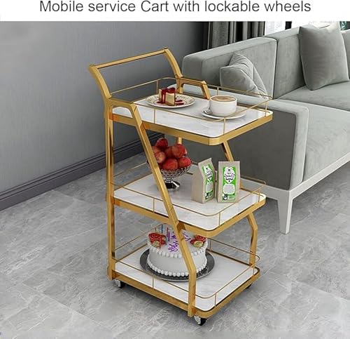 Image of Crown Art SHOPPEEThree-Tier a transportable Kitchen Storage cart and a Serving Trolley for Gatherings, add Tea, Coffee, Whiskey Sampling, and Even a Few Magazines and Novels (Black)