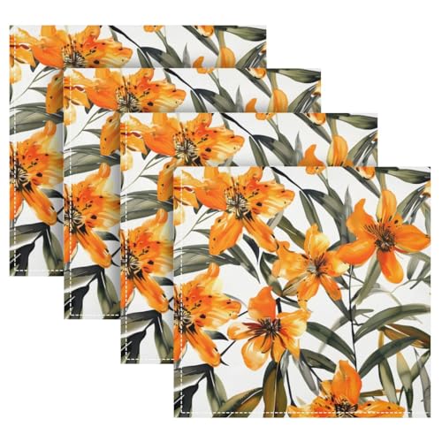 Servilletas de Tela Naranja Floral 6 un 20x20 pulg miniatura 7