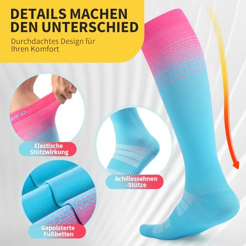 CAMBIVO Kompressionsstrümpfe Damen 3er Pack, Stützstrümpfe 15-20 mmHg, Kompressionssocken Reise, Running, Flug, Thrombosestrümpfe für Schwangerschaft