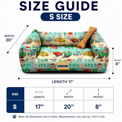 Image of SITSNOOZE Small Dog Bed (Up to 5kg) for Shih Tzu, Pomeranian, Chihuahua Puppies - Plush Soft Washable Bed, Orthopedic Cushion, Indoor Waterproof Anti-Slip Bottom Pet Mattress (Print 18, S)