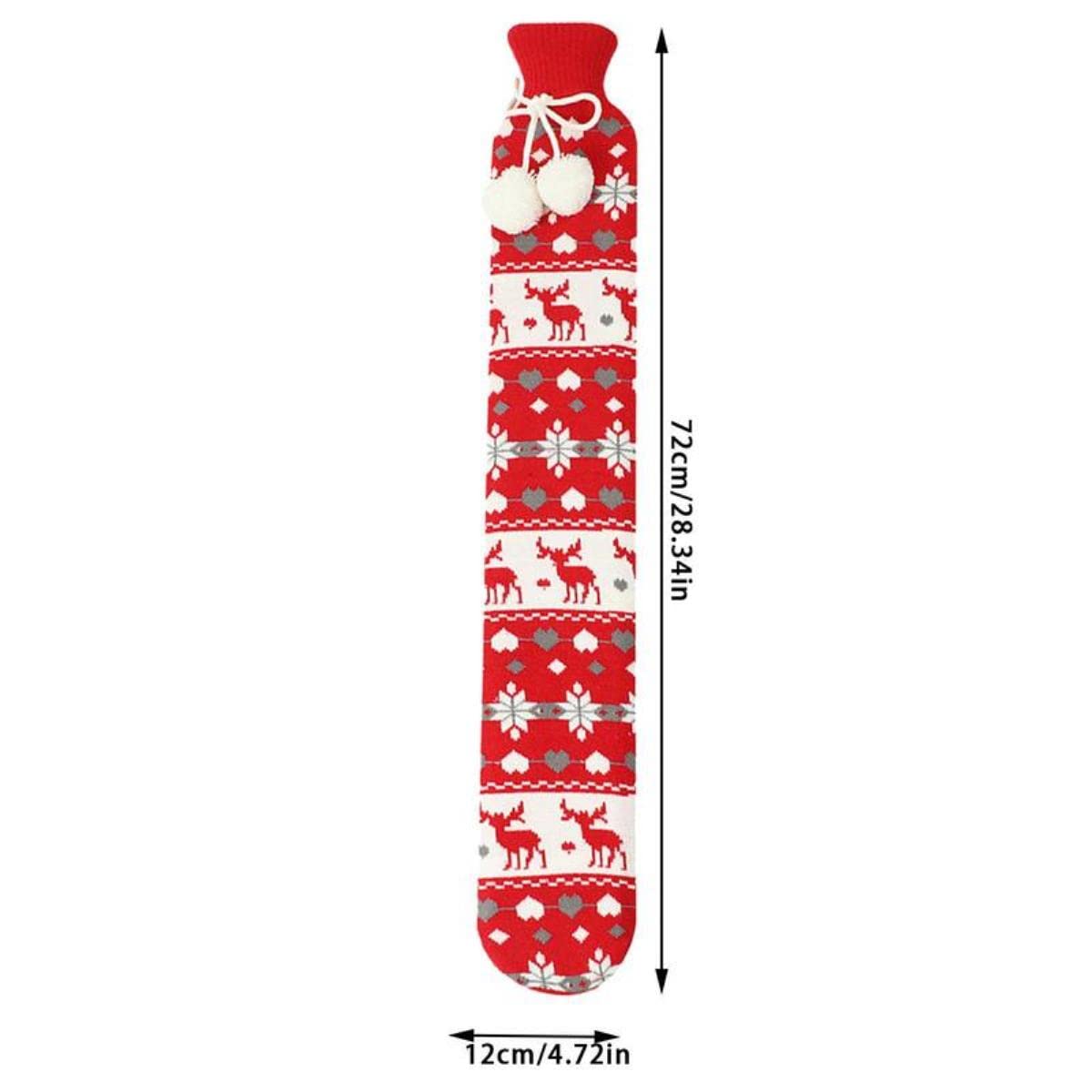 Borsa dell'Acqua Calda da 2 Litri Long Stander con Fodera in Peluche Super Morbida Vita Calda Indietro Forniture per scaldini Invernali Riempimento della Bottiglia di Acqua Calda-cervo rosso,Itali