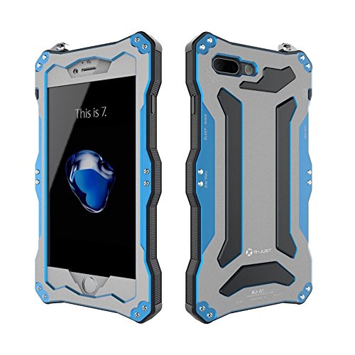 bpowe iPhone 7 Plus Funda, Gorilla Cristal Metal de Aluminio Protección Premium a Prueba Golpes Militar Parachoques Resistente Robusto Cubierta Protectora Funda Cáscara para 7 5.5 Pulgada - Azul