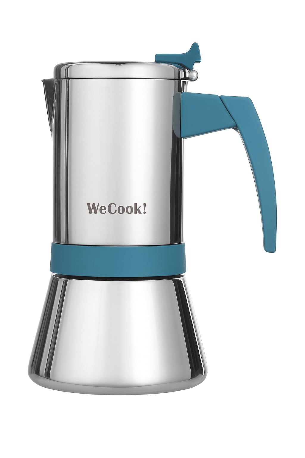 WECOOK! Cafetière italienne en acier inoxydable 18/10 pour induction 9 tasses – espresso/moka – poignée Soft-Touch en bakélite – soupape de sécurité en nickel – cuillère doseuse incluse