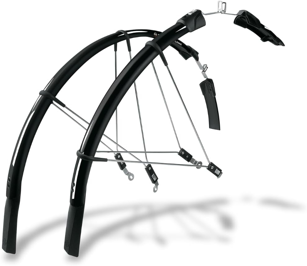 SKS Germany Raceblade Pro & Raceblade Long Mudguard Set, Bicycle Accessories for Road Bike (Bike Protection with Quick-Release Attachment, Length-Adjustable Struts, Lightweight and Extra Long Spoiler)