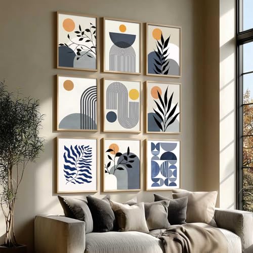 Image of kotart Aesthetic Boho Art Home Decoration Painting | Boho Paintings With Frame For Living Room Bed Room Hotel Wall Decor Digital Reprint Set of 9 (10X13 inch)