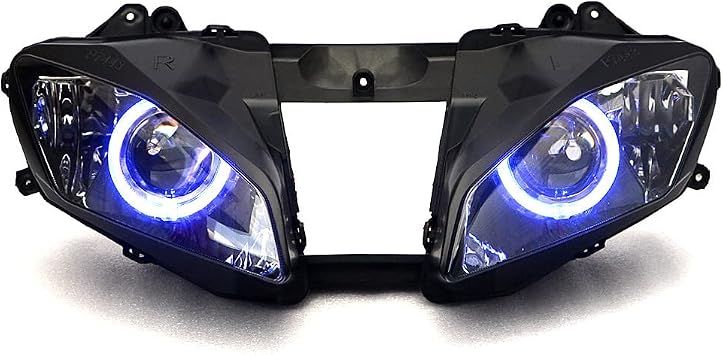 LED Blue Angel Halo Headlight Assembly For Yamaha YZF R6 2008 2009 2010 2011 2012 2013 2014