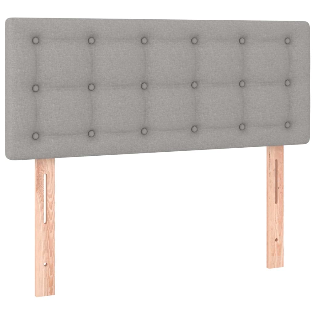Cama con somier con colchón de 90 x 200 cm en gris claro de tejido resistente y soporte de dureza media para un sueño reparador