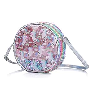 Jolintek Schoudertas voor meisjes, eenhoorn, rugzak, pailletten, meisjes, eenhoorn, kleine schoudertas, eenhoorntas, kleine schoudertas, eenhoorntas, schoudertas voor meisjes (roze)