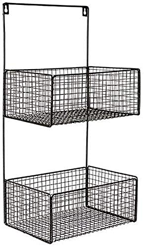 Indian Decor. 2856 Wall Hanging Storage Basket/Nordic Simple Bathroom Rack, Multi-Colour - Black (Size : 27Ã20Ã54Cm) - Metal, Rectangular-image-18