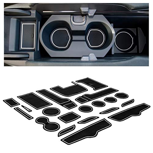 CupHolderHero for Honda Civic Accessories 2016-2021 Premium Custom Interior Non-Slip Anti Dust Cup Holder Inserts, Center Console Liner Mats, Door Pocket Liners 21-pc Set (Sedan) (White Trim)