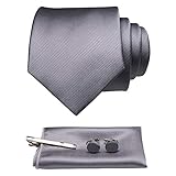 [JEMYGINS] [ジェミギンズ] メンズ ネクタイ 灰色 ピン カフス ボタン チーフ ビジネス 就活 結婚式 入学式 卒業式 二次会 冠婚葬祭 パーティー 父の日 プレゼント ギフトボックス付き 6