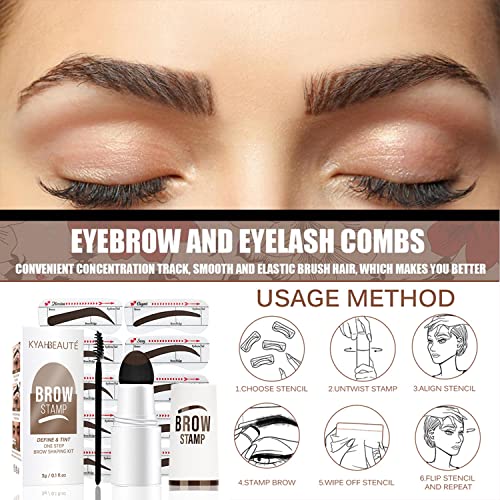 Eyebrow Stamp Stencil Kit, Included Waterproof Eyebrow Stamp And 12 Reusable Shaping Kit For Perfect Eyebrow Makeup, Long-Lasting Eyebrow Pomade For Women Girl, Cruelty-Free #TOP5