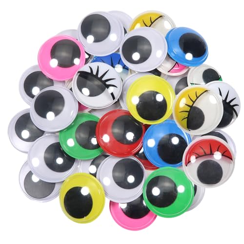 TOAOB 40 Stück Wackelaugen Selbstklebend Runde Schwarz Weiß und Bunte 30mm Kunststoff Augen für Scrapbooking Kunsthandwerk Zubehör