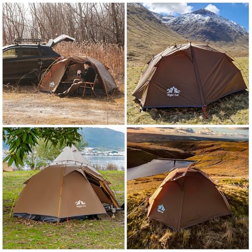 Night Cat 2 Person Camping Tent: Waterproof 2 Man Backpacking Tent Double Layer Easy Set Up Lightweight For Hiking Trekking - Image 6