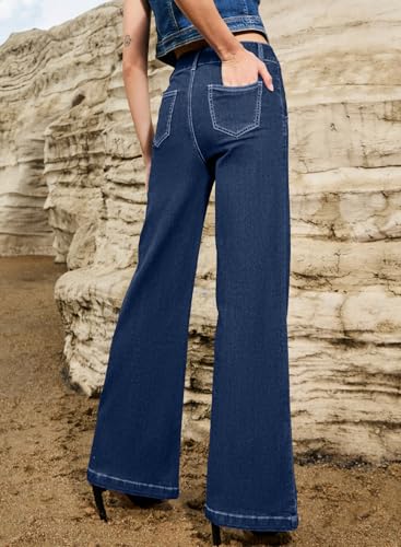 Sidefeel Womens Wide Leg Jeans Casual Baggy High Waisted Stretch Denim Pants2