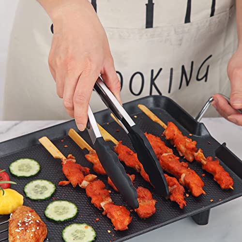 Kitchen Tongs for Cooking Grill & BBQ, Kyraton Stainless Steel 9" Cooking Tongs Heat Resistant Handle Non Slip, Kitchen Tongs with Silicon Tips for Salad,Ice,Fry, Serving,Oven. (Silver) - Image 5