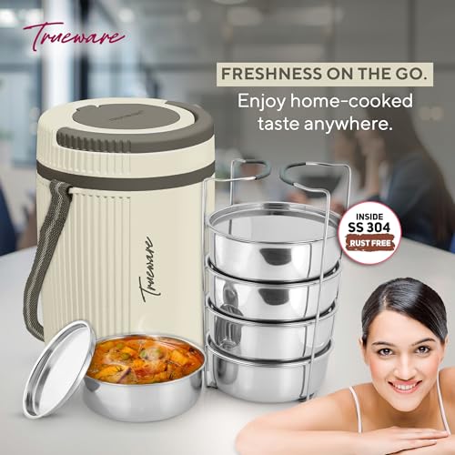 Image of Tureware Electric 3 PU Insulated 304 Grade Stainless Steel 3 Container 450 ML Each Thermoware Electric Lunch Box