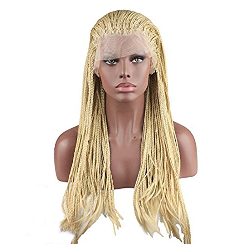 Dreambeauty Cheap Braided Synthetic Lace Front Wigs 613 blonde Color for Woman 24inch
