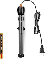 Orlushy Aquecedor submersível de aquário de 200 W, aquecedor Fish Tahk com botão de ajuste e termostato 2 ventosas adequadas para reservatório de aquário de recifes marinhos