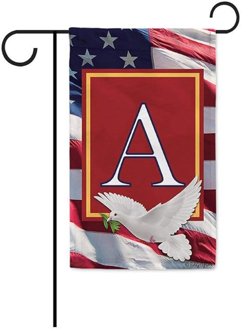 BAGEYOU Peace Pigeon Monogram Initial Letter A with American Flag Patriotic Decorative Garden Flag for Outside United State 4th of July Decoration 12.5X18 Inch Printed Double Sided