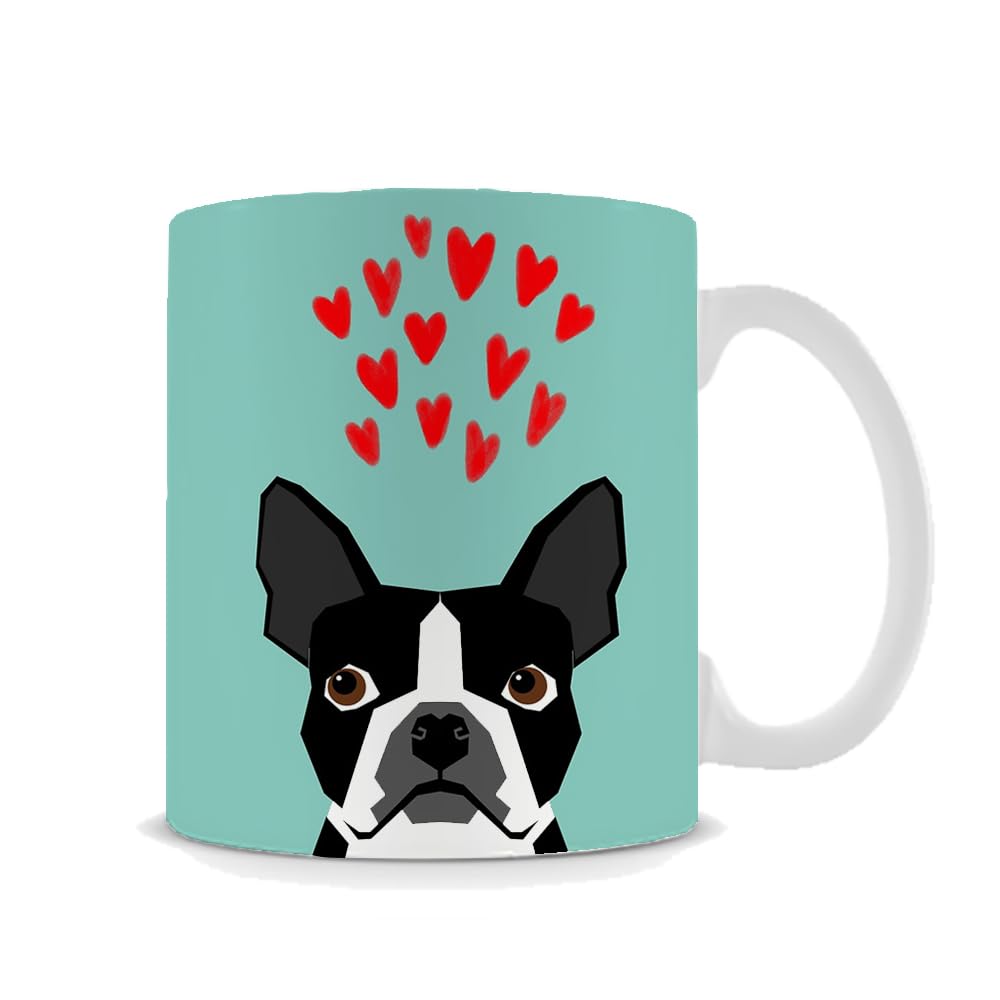 Giftme Boston Terrier Hearts, Mug for Boston Terrier Lover, 11oz White Ceramic Mug.