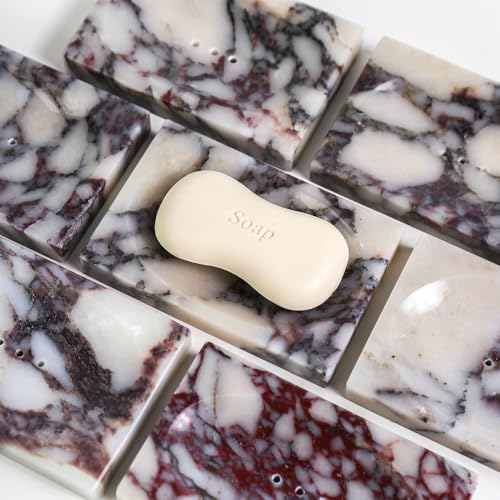 Luxurious Natural Marble Soap Dish Tray Marble Soap Holder Trinket Plate for Bathroom Sink Kitchen Countertop Bedroom Vanity Bathroom Accessory Rectangular?2 Combinations?