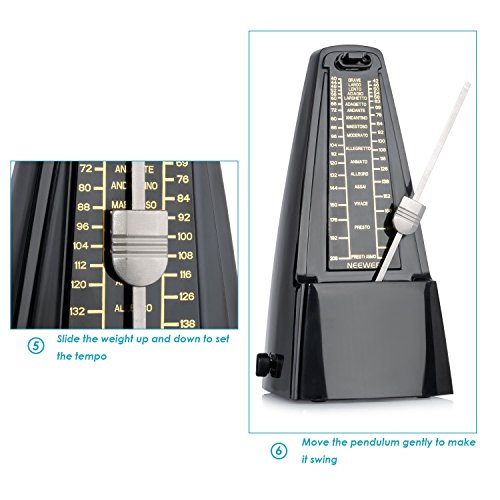 Neewer NW 707 Métronome mécanique traditionnel Pour guitare, piano, guitare basse, tambour, violon et autres instruments Noir - Les Beatles, Paul McCartney, John Lennon, RIngo Starr, George Harrison Neewer NW 707 Métronome mécanique traditionnel Pour guitare, piano, guitare basse, tambour, violon et autres instruments Noir – Image 8