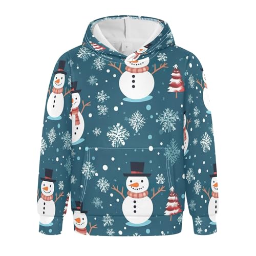 Kids Hoodies Sweaters Christmas Snowman Hooded Sweatshirts with Big Pockets for Boys Girls B0400036
