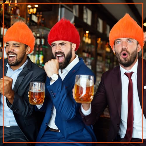 Image of Geyoga 2 Pcs Funny Wig Crazy Hair for Halloween Party,Red, Orange | Funny Colorful Wig Adults Use, Unisex Funky Hairband, Halloween Mardi Gras Cosplay Costume Party Accessories