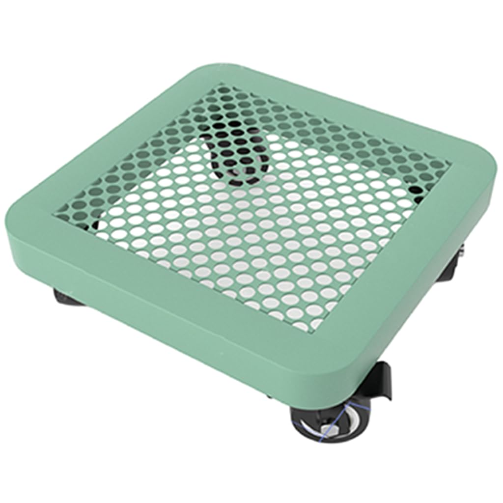 Portavaso in metallo resistente, con ruote bloccabili, per interni ed esterni, verde (25 x 25 cm)