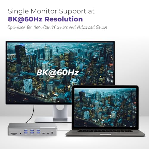 Image of Thunderbolt 4 MacBook Docking Station, 21-in-1 DisplayLink, 150W Charging | Compatible with Windows and ChromeOS, Up to 5 external monitor support, 40Gbps transfer, Up to 8K or multiple 4K video output