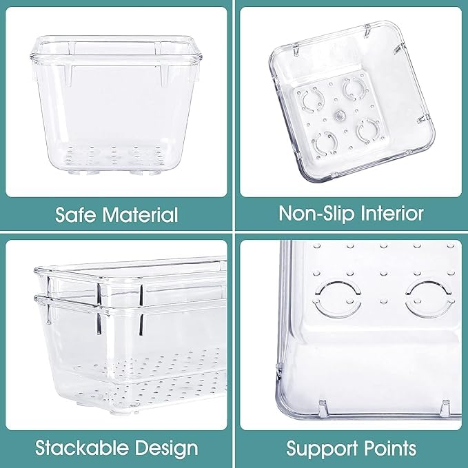 Storage Bins Plastic Drawer Organizer Trays, 25-Piece Set, Bathroom Vanity Storage Bins for Makeup, Kitchen, Office, Bed Room Drawer Tray 4