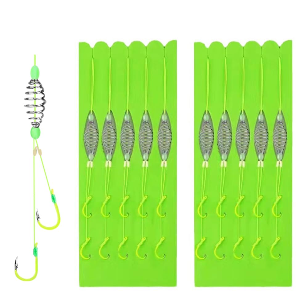 Fishing Hooks, 5/ 10Pcs Carp Fishing Baits Hook Anti-Tangle Fishing Feeder Carp Hooks with Fluorescent Hooks for Grass Carp Chubs Fish
