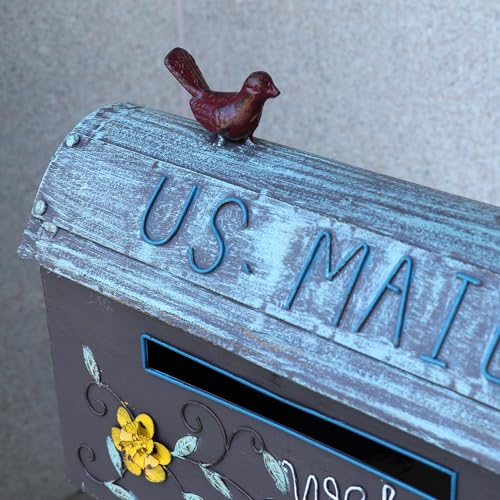 Image of Mailboxes for Outside with Plant,Metal Mailbox and Plant Stand Combination | Decorative Mailboxes Outside,Rustic Mailbox,Garden Porch Decor
