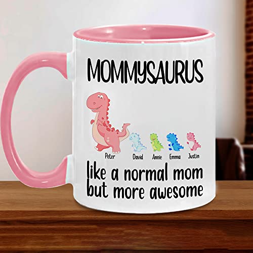 Taza personalizada MOMMYSAURUS con dinosaurios y nombres miniatura 3