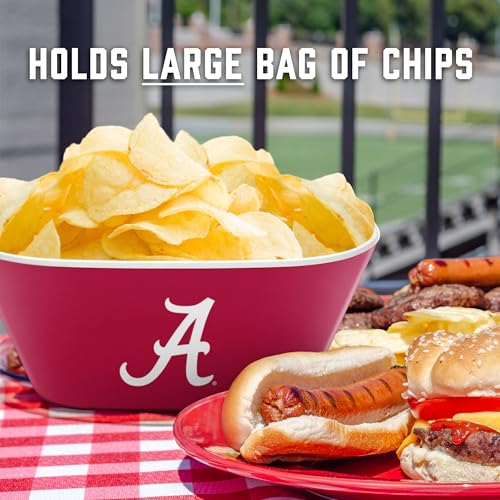 Image of YouTheFan NCAA Alabama Crimson Tide Officially-licensed Large Party Bowl - 100% Melamine, dishwasher safe, BPA free - holds large bag of chips - sleek design - perfect for game day or any day