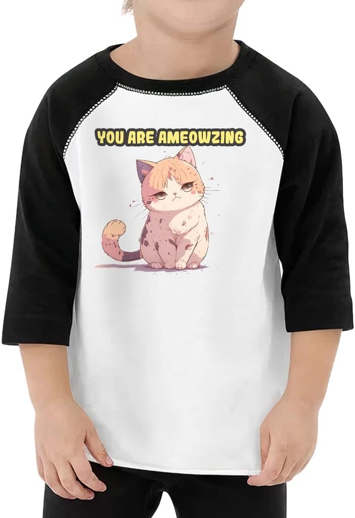 You are Ameowzing Toddler Baseball T-Shirt - Cartoon 3/4 Sleeve T-Shirt - Beautiful Kids' Baseball Tee