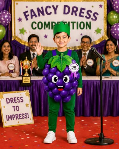 Image of Raj Costume Kids Fruit & Vegetable Fancy Dress Costume | Soft Felt Fruit and Vegetable Cutout Costume for Boys & Girls | School Annual Function