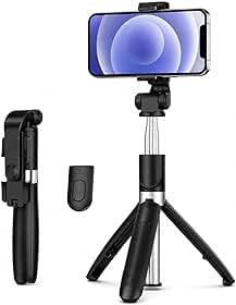 Bastão de Selfie Tripé Bluetooth com Controle Remoto Sem Fio para Celular, Extensível e Dobrável, Suporte Ajustável para Fotos, Vídeos, TikTok, Reels e Viagens
