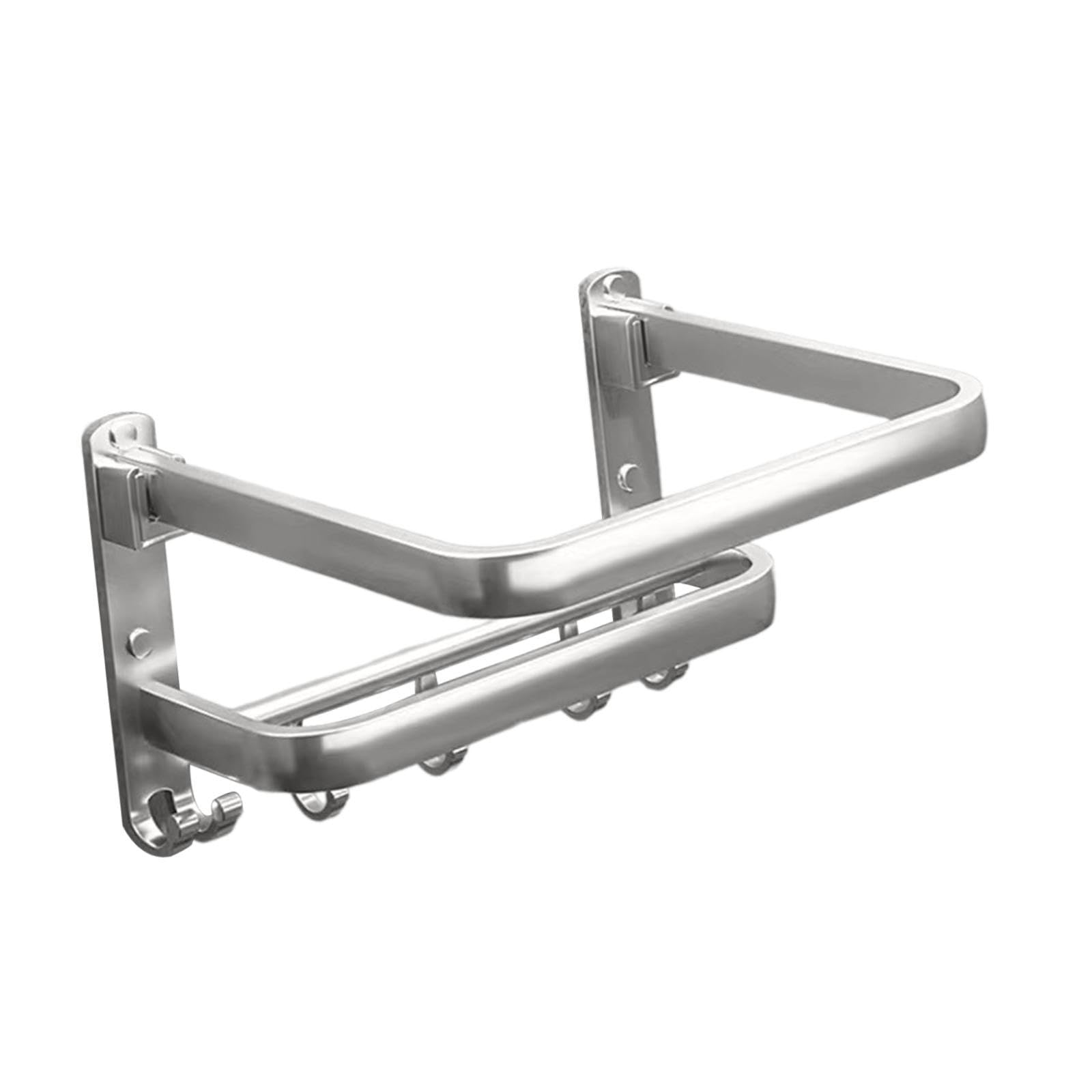 Enakshi (Label) Creations Bathroom Towel Rack Aluminum Bath Towel Holder for Kitchen Bathroom Lavatory 2 Layers 4 Hooks|Home Decor|Figurines-image-1
