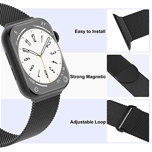 Image of 3 Pack Mesh Metal Magnetic Compatible with Apple Watch Bands Women Men | Stainless Steel Loop Strap for iWatch Band 38mm 40mm 41mm 42mm 44mm 45mm 46mm 49mm Series 11 /10 /9 /8 /SE /7 /6 /5 /4 /Ultra 3 2 1