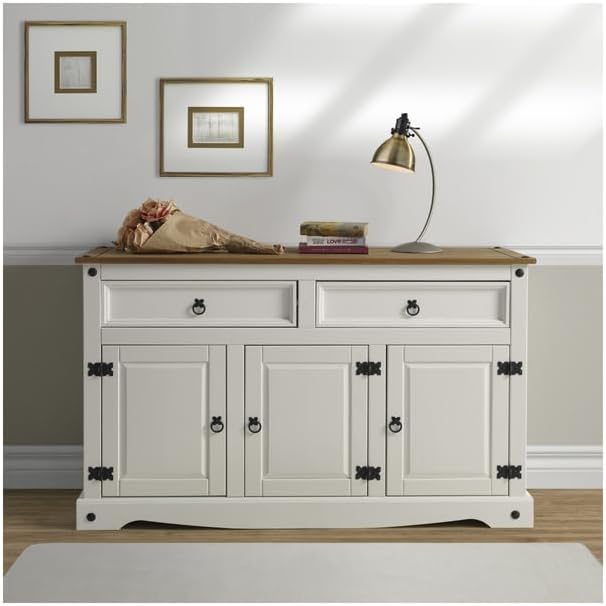 HomeStock Wood Buffet Sideboard - Cottage Series - Corona Snow Finish